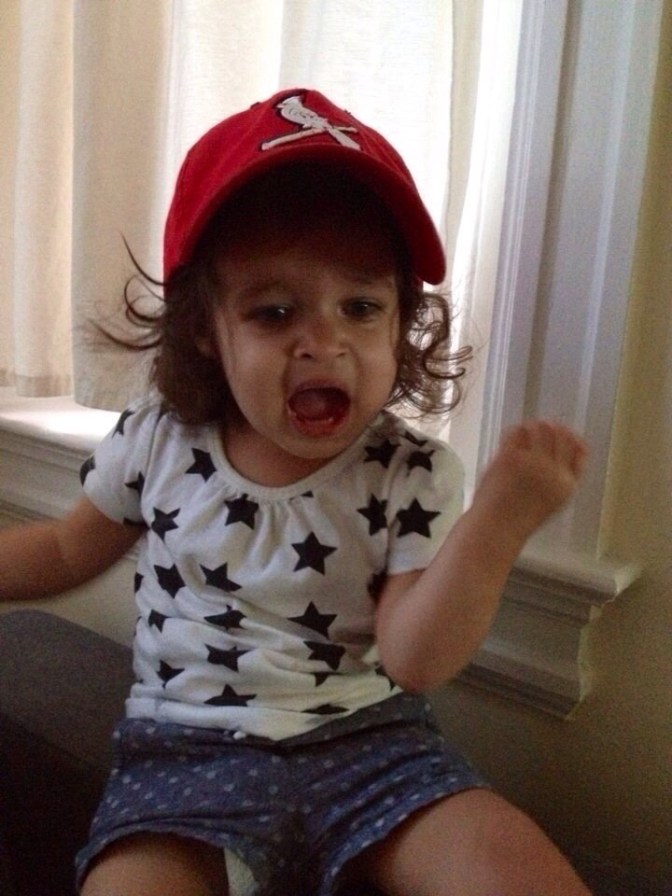 Beatrix rooting on her St. Louis Cardinals