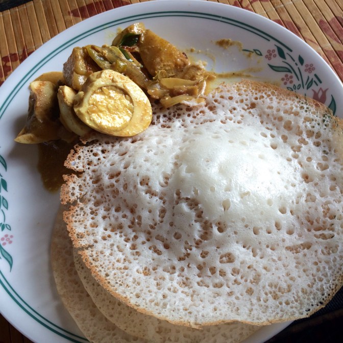 Breakfast of Champions - pallapam with egg curry