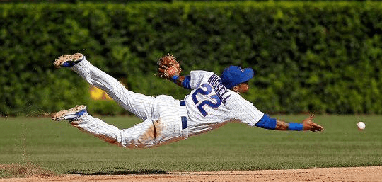 Addison Russell with the play of the day to end the game in a victory for the Cubs over the Cardinals!